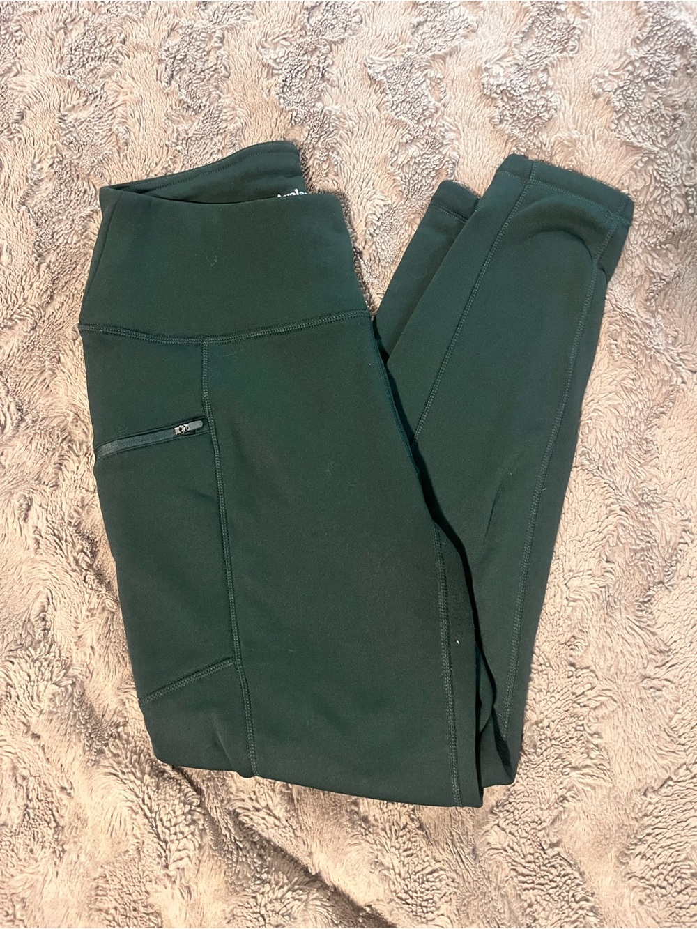 Women’s ' Forest Green thick cold weather Active Leggings with Side Pocket